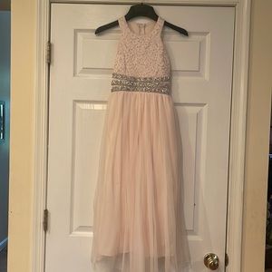 Light pink girls size 7 party dress with sequins and sparkles